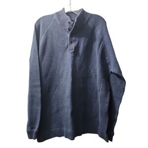 Covey & Sheep Mens Button Mock Neck Knit‎ Sweater Pullover Blue